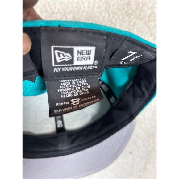 New Era Miami Dolphins 59FIFTY Fitted Cap Size 7 3/8 Teal & Orange Polyester - Picture 5 of 8